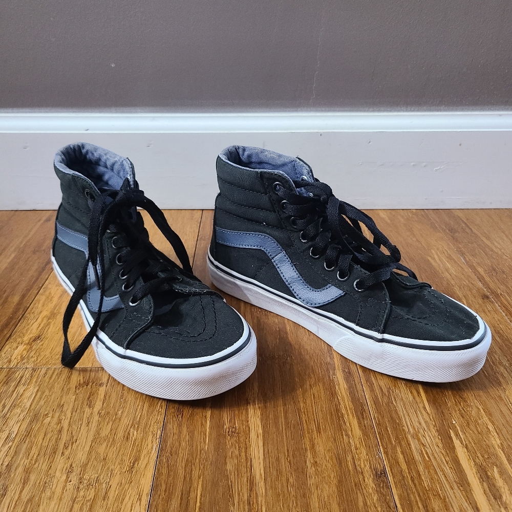 👟 Vans Old Skool High Top Sneakers Navy Blue White Unisex 4.5 Men / 6 Women